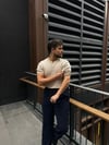 Bej Yam Patlı Düğmeli Triko