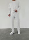 Beyaz Çımalı Rahat Kalıp Baggy Pantolon
