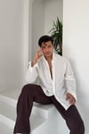 Beyaz Çizgili Oversize Gömlek