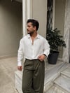 Beyaz Desenli Oversize Gömlek