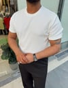 Beyaz Fitilli Regular Kesim t-shirt