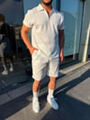 Beyaz Fitilli Şort Takım