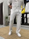 Buruşuk Kumaş Regular Fit Pantolon Beyaz