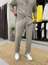 Buruşuk Kumaş Regular Fit Pantolon Taş Renk