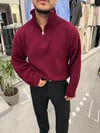 Fermuarlı Boxyfit Kazak Bordo
