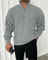 Fermuarlı Oversize Kazak Gri