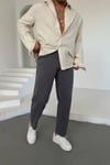 Füme Boyfriend İpli Pantolon