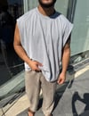 Gri Boxyfit Sıfır Kol T-shirt