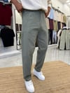 Haki Şerit Detaylı Keten Pantolon