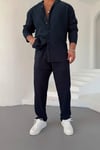 İndigo Ottoman Kumaş Fitilli Pantolon