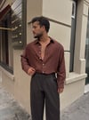 Kahve Desenli Oversize Gömlek