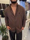 Kahve Likralı Regular Gömlek