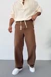 Kahve Müslin Kumaş Baggy Pantolon