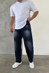 Kahve Tit Yıkama Baggy Kot Pantolon Lacivert