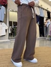 Kahve Yıkamalı Baggy Wide Leg Eşofman