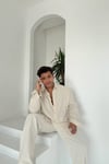 Krem Linen Nakışlı Keten Gömlek