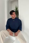 Lacivert Basic Fakir Kol T-Shirt