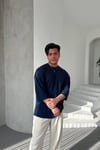 Lacivert Basic Fakir Kol T-Shirt