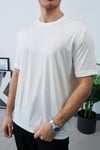 Likralı Jarse Kumaş T-shirt Beyaz