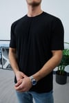 Likralı Jarse Kumaş T-shirt Siyah