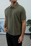 Modal Kumaş Düğmeli Polo Yaka T-shirt Haki