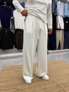 Oysh Kumaş İspanyol Paça Pantolon Beyaz