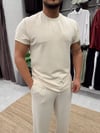 Oysho Kumaş Kısa Kol T-shirt Bej