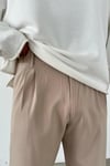Pileli Baggy Krem Pantolon