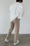 Pileli Baggy Krem Pantolon