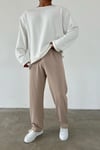 Pileli Baggy Krem Pantolon