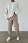 Pileli Baggy Krem Pantolon