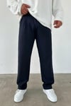 Pileli Baggy Lacivert Pantolon