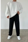 Pileli Baggy Siyah Pantolon