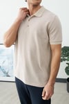 Pirinç Örgü Polo Yaka T-shirt Ekru