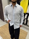 Premium Çizgili Nakış Detaylı Poplin Gömlek Bebe Mavi