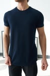 Reglan Kol Waffle Kumaş T-shirt Lacivert