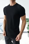 Reglan Kol Waffle Kumaş T-shirt Siyah