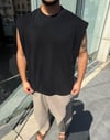Siyah Boxyfit Sıfır Kol T-shirt