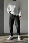 Siyah Carrot Kalın Fitilli Jogger