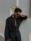 Siyah Desenli Oversize Gömlek