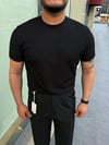 Siyah Fitilli Regular Kesim t-shirt
