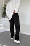 Siyah Modal Kemerli Baggy Pantolon