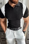 Siyah Polo Yaka Desenli Triko