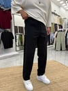 Siyah Şerit Detaylı Keten Pantolon