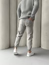 Taş Gri Paça Lastik Kot Pantolon