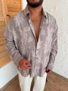 Vizon Desenli Oversize Buruşuk Gömlek