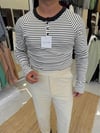 Yatay Çizgili Slimfit Sweat Siyah