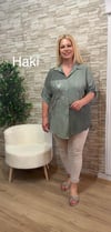 1104 ÖRGÜ DETAYLI PAMUK GÖMLEK-HAKİ