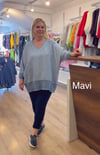 1113 İTALYAN TAŞKI SALAŞ BLUZ-MAVİ