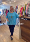 1124 KOLYELİ SALAŞ BLUZ-MAVİ